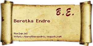 Beretka Endre névjegykártya